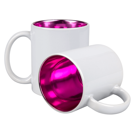 Mug white pink glossy inside