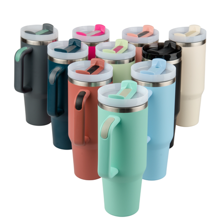 Travel 1200 ml steel mug Travel 1200 ml engraved/UV - light green