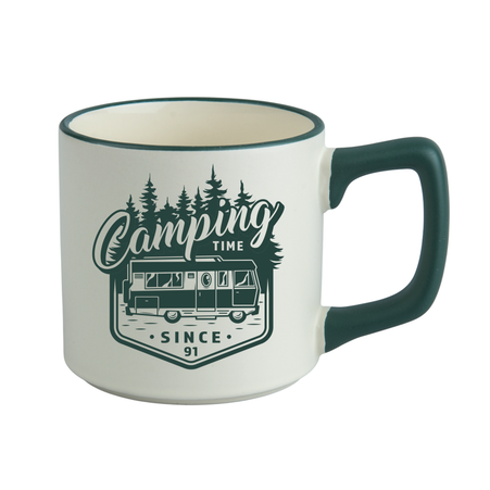 Mug 330 ml Cream matte handle and rim green carton 36 pcs.