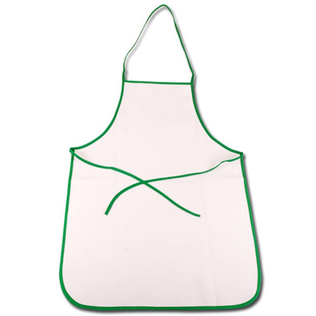 White apron - green piping (set of 5pcs.)