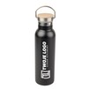 Steel bottle 600ml engraving/UV bamboo cap - black