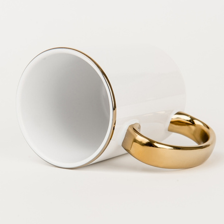 Mug 440 ml white - gold handle set of 324 pcs.