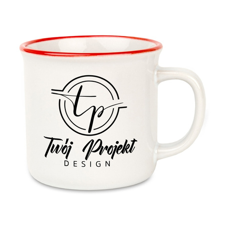 Kubek ceramiczny Camper 280 ml czerwony rant