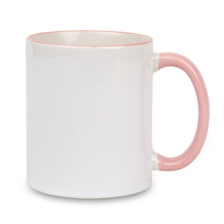 White mug - pink handle