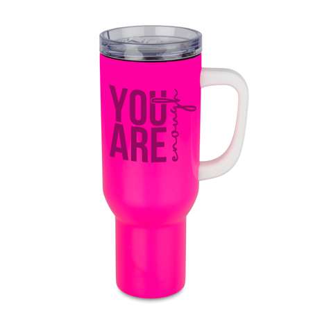 Trek 1200 ml steel mug with handle neon pink