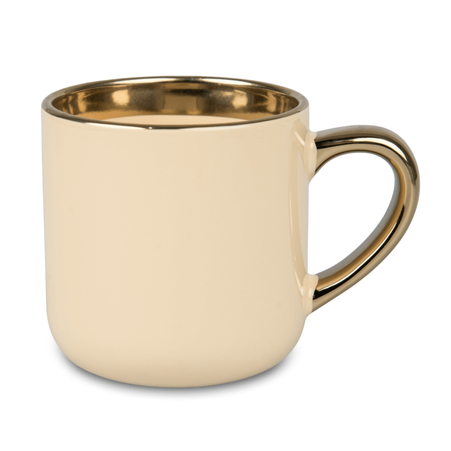 400 ml Elegant wide mug - gold handle and rim - cream