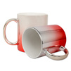 Silver and red metallic mug