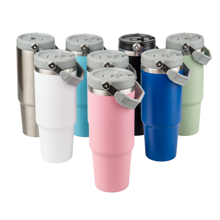 Kubek stalowy Trip 900 ml grawer/UV - czarny