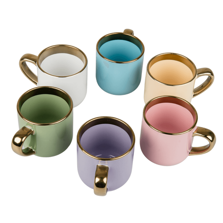 Mug 400 ml Elegant wide - handle and rim gold - purple