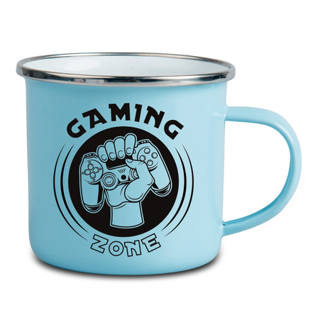 Steel mug - enamel 300 ml, light blue carton 48 pcs.