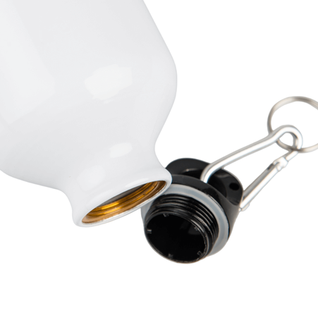 Aluminum 600 ml bottle with carabiner white