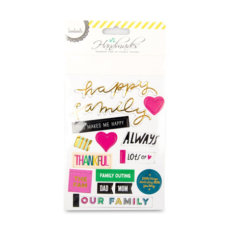 Spiral photo album large 20.2x20.2cm + decorative stickers words/triangles (4 pcs.)