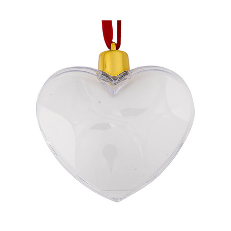 Plastic bauble for a photo in the shape of a heart - gold stopper (set of 24 pcs)