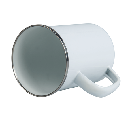 Steel mug - enameled 650 ml, silver rim carton 24 pcs