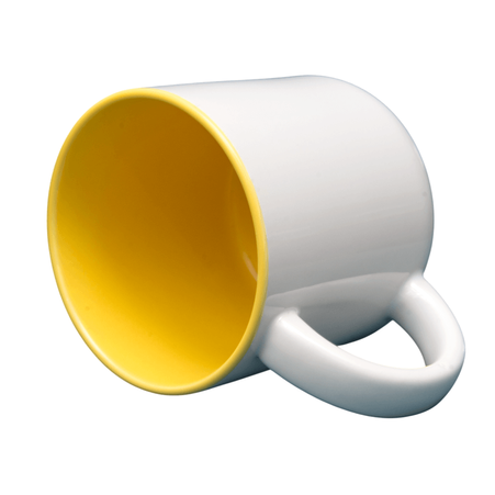 White mug 400 ml wide - inner yellow