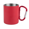 Steel mug 300 ml red - carabiner handle, for engraving set of 20 pcs.