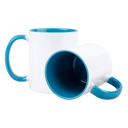 Combo SuperGlaze white mug - light blue handle and inside carton 36 pcs.