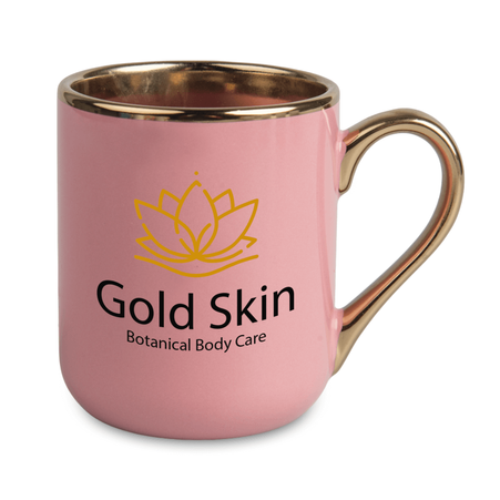Elegant mug handle and rim gold - pink