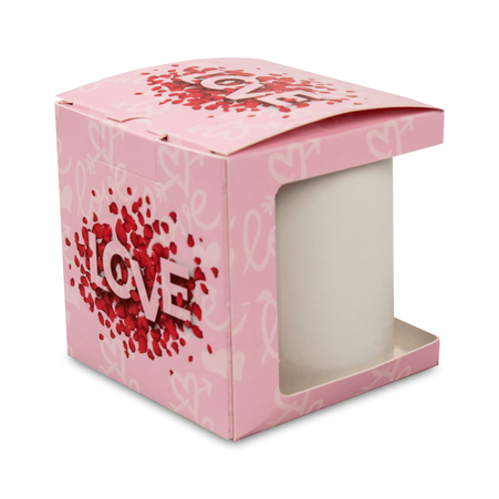 Decorative packaging for mugs with window - Love pattern
