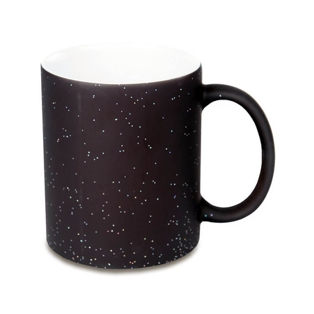 Magic mug matte black - glitter - carton of 36 pcs.