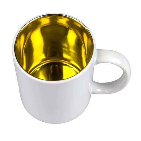Mug white gold shiny inside