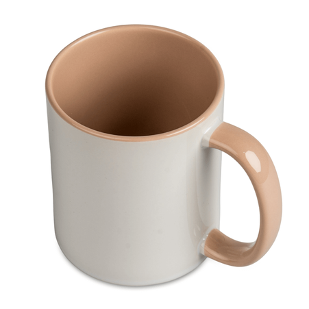Combo white mug - handle and inside light brown