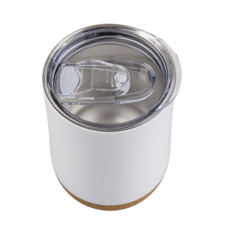 Steel mug 330 ml with cork bottom white