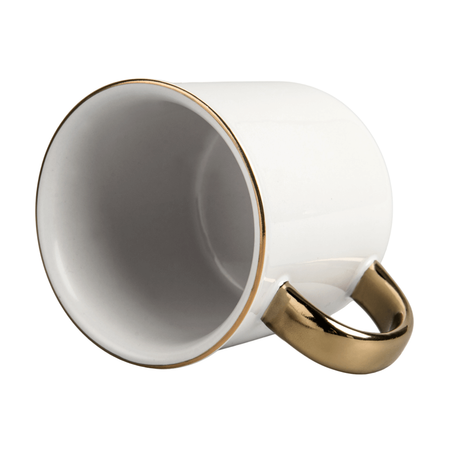 White Camper mug gold rim and handle