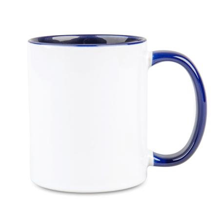 Kubek biały Combo SuperGlaze - uchwyt i środek granatowy