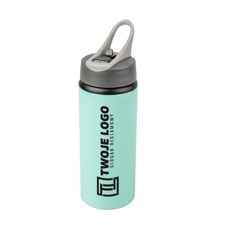Active aluminum bottle with mouthpiece 650 ml - green