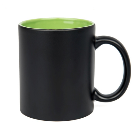 Mug for engraving matte black - inside light green