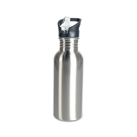 Aluminum 600 ml bottle with mouthpiece silver