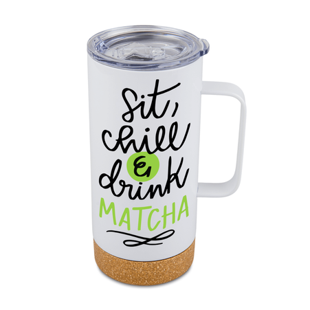 Steel 500 ml thermobottle with handle with cork bottom white