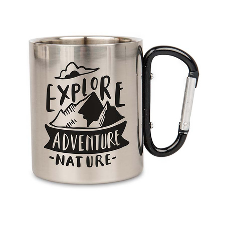 Steel mug 300 ml - black carabiner