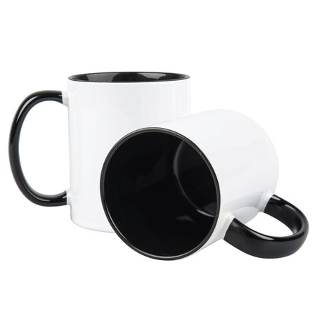 Combo SuperGlaze white mug - black handle and inside carton 36 pcs.