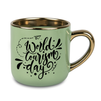 400 ml Elegant wide mug - gold handle and rim - green