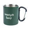 Steel mug 300 ml green - carabiner handle, for engraving set of 20 pcs.