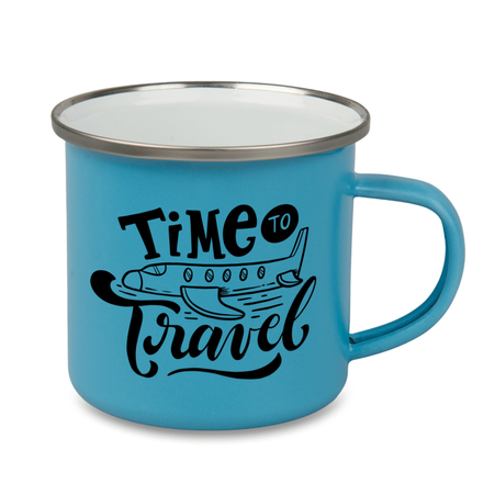 Steel enamel mug 300 ml matte blue, silver rim