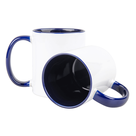 Combo SuperGlaze white mug - navy blue handle and inside carton 36 pcs.