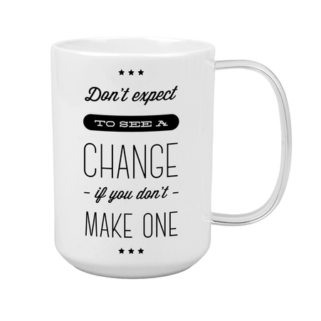 White mug 440 ml glass handle