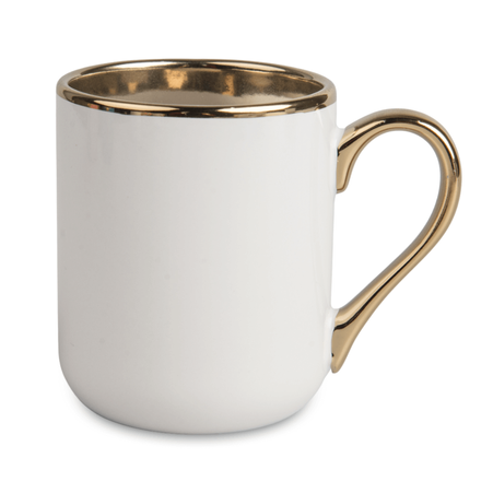 Elegant mug handle and rim gold - white