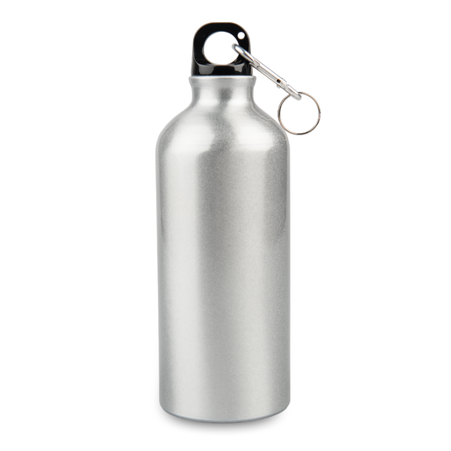 Aluminum bottle 600 ml with carabiner silver set of 10 pcs