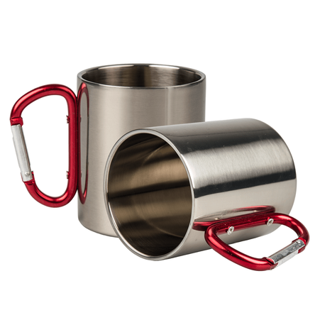 Steel mug 300 ml - red carabiner