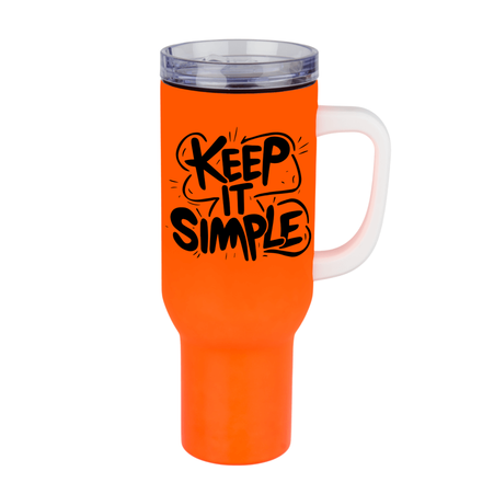 Kubek stalowy Trek 1200 ml z uchwytem neonowy pomarańczowy