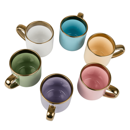 Mug 400 ml Elegant wide - handle and rim gold - purple
