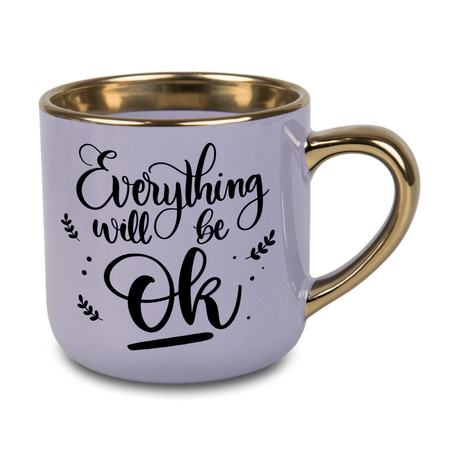 Mug 400 ml Elegant wide - handle and rim gold - purple