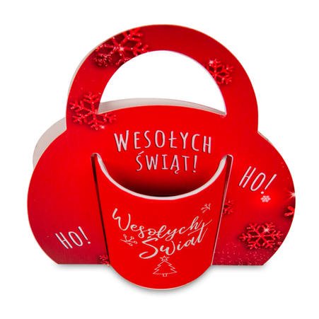Opakowanie/ uchwyt do kubków  - wzór święta czerwone