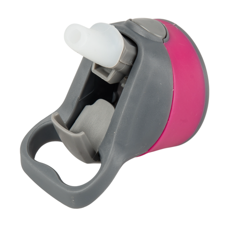 Aluminum 500 ml Active bottle white with pink stripe and mouthpiece