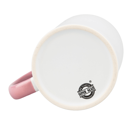Combo SuperGlaze white mug - handle and inner pink half pallet 432 pcs.
