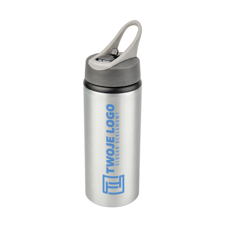 Aluminiowa butla  Active z ustnikiem 600 ml  - srebrna komplet 5 szt